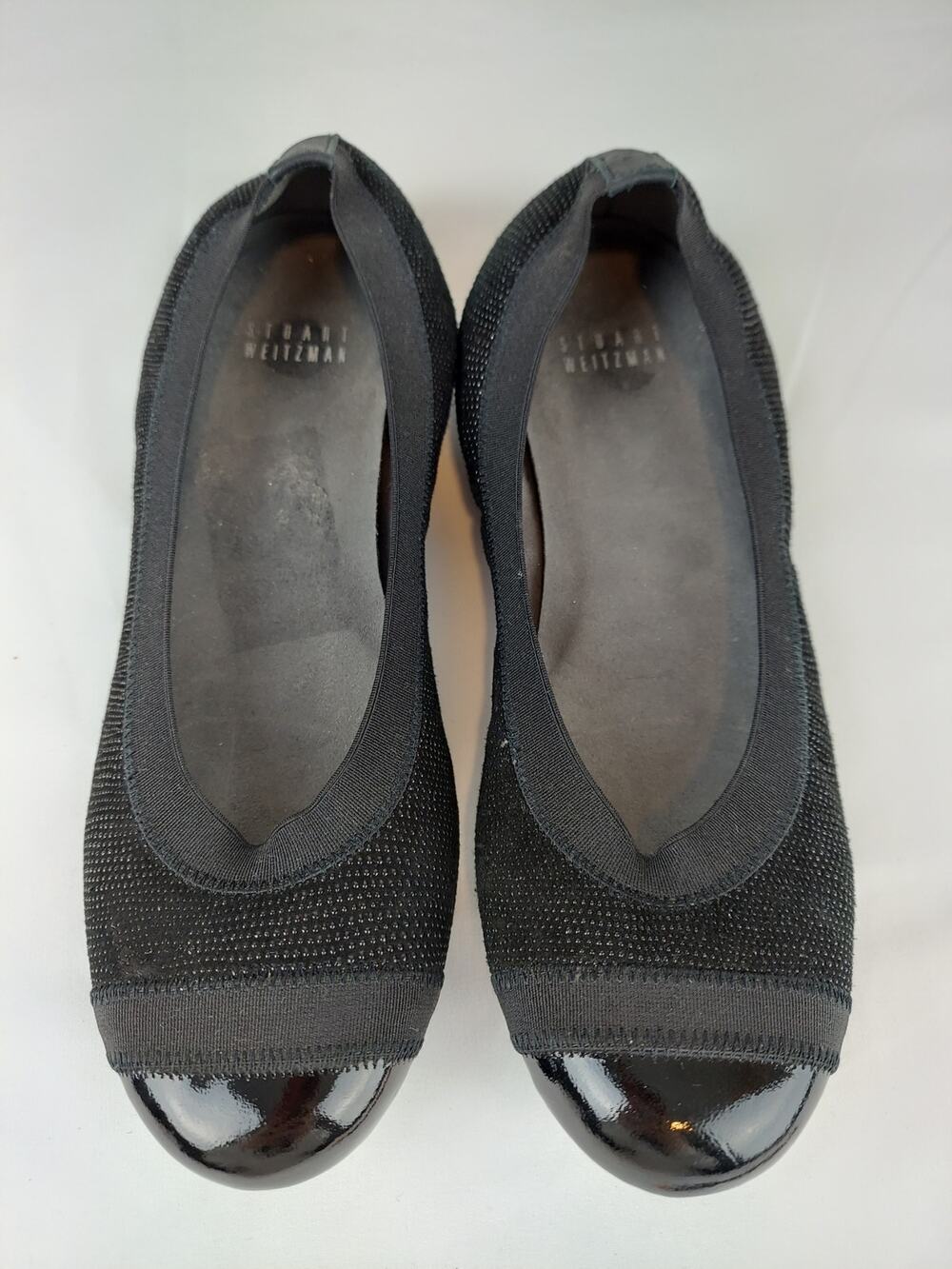 Stuart Weitzman Ballerina Flats Patent Toe Black Stretch 6.5 M